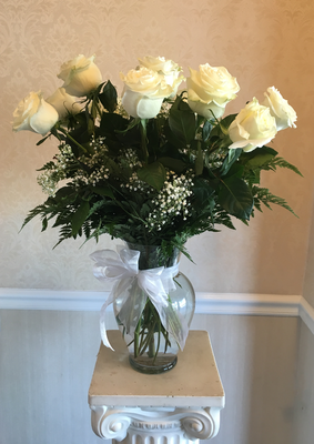 White Long Stem Roses 