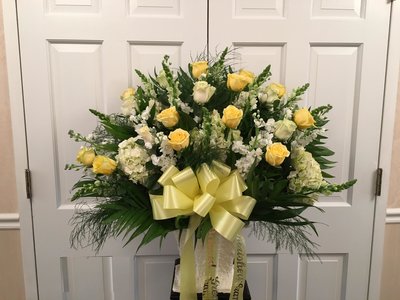 Hydrangea Rose Floor Basket