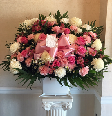 Pink and White Floor Basket 